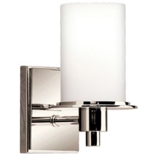 Polished Nickel and Etched Glass 8 1/2" High Wall Sconce   #95462
