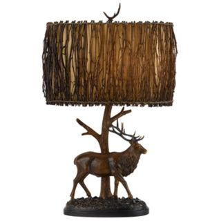 Brown Elk Twig Shade Table Lamp   #R1459