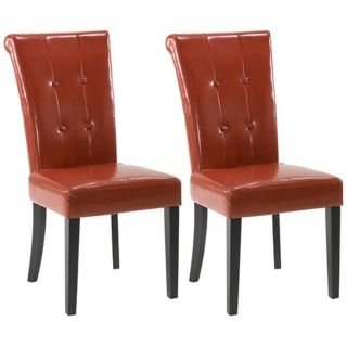 Set of 2 Tuxford Burnt Sienna Bicast Leather Dining Chairs   #T4085