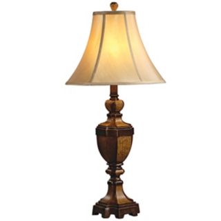 Beige Crackle and Wood Tone Traditional Table Lamp   #J1230