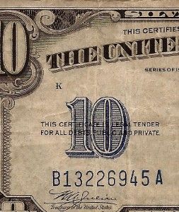 1934A Fr 2309 $10 North Africa Silver Certificate Yellow Seal