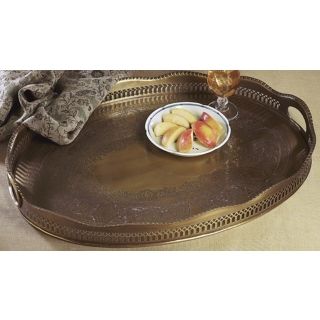 Antique Brass Oval Serving Tray   #G7291