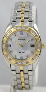 Ladies Two Tone Citizen Eco Drive EW1594 55D Paladion Diamond Watch