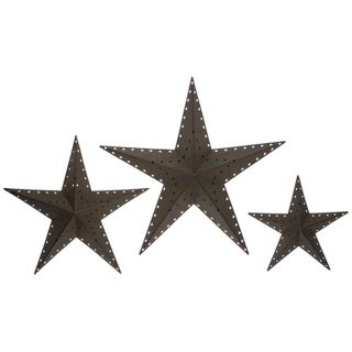 Punched Bronze Metal Star Wall Decor Set of 3   #X3609