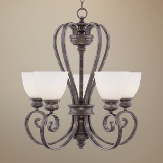 Bronze Finish with Opal Glass 5 Light Chandelier   #P4375