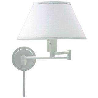 White Round Backplate Plug In Swing Arm Wall Lamp   #65400