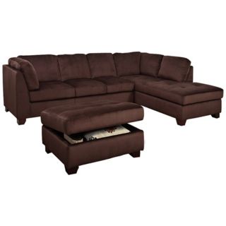 Hawthrone Dark Brown Microsuede Sectional Sofa/Ottoman Set   #X9624
