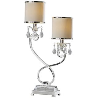 Raschella Silver and Crystal 2  Light Accent Table Lamp   #R4859