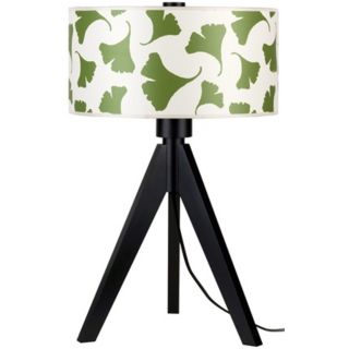 Lights Up Woody 28" High Green Ginko Leaf Shade Table Lamp   #T6051