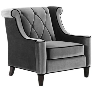 Barrister Gray Velvet Club Chair   #T4187