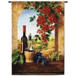 Tuscan Patio View 53" High Wall Hanging Tapestry   #J8994