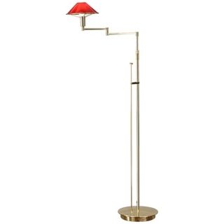 Polished Brass with Magma Red Glass Holtkoetter Floor Lamp   #U6642