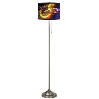 Giclee Yellow Flare Brushed Nickel Pull Chain Floor Lamp   #99185 81525