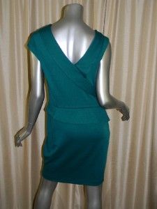 Julie Dillon New York Teal Green Knit Dress w Asymetrical Zippers Sz 8