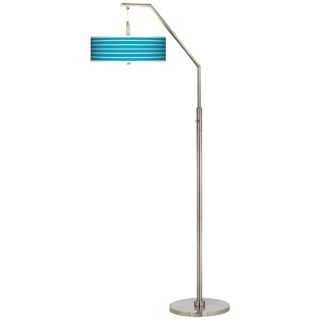 Vivid Blue Stripes Giclee Arc Floor Lamp   #H5361 P3034