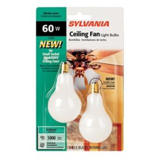 Sylvania 2 Pack 60 Watt Candelabra Ceiling Fan Light Bulbs   #34882