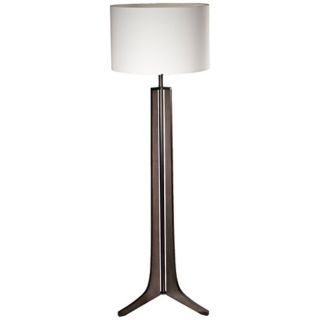 Cerno Forma Black Walnut LED Floor Lamp with Linen Shade   #X6766