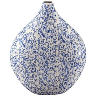 Canton Tapered Blue and White Ceramic Vase   #X0599