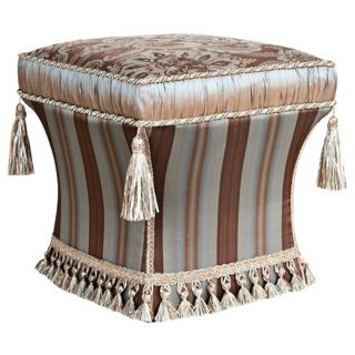 Vellore Stripe and Tassels Pedestal Ottoman   #U0760