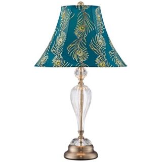 Blue, Brass   Antique Brass Table Lamps