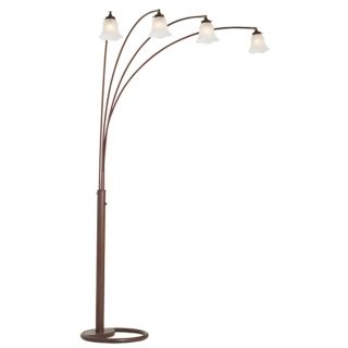 Four Arm Bronze Finish Scalloped Glass Arc Floor Lamp   #30721 88760