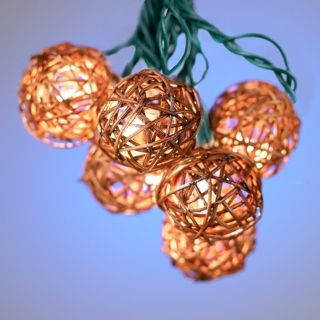 Rattan Ball Set of 10 String Lights   #64142