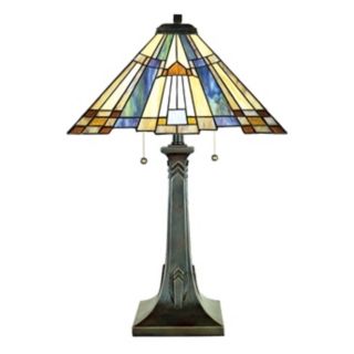 Quoizel Inglenook Arts and Crafts Tiffany Style Table Lamp   #94112