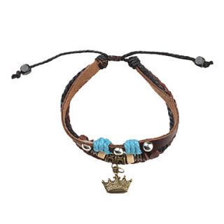 USD $ 2.69   Multilayer Vintage Leather Bracelet with Crown,