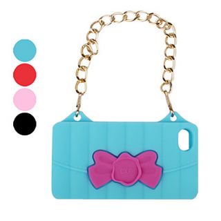 Unique Hand Bag Pattern with Metal Strap Silicone Case for iPhone 4