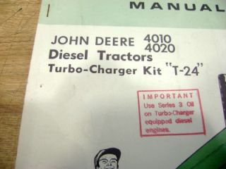 John Deere 4010 4020 M w Turbo Charger Manual Instructions Parts List