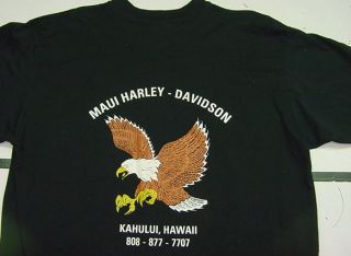 Vintage 1993 Maui Kahului Hawaii Harley Davidson Motorcycle Eagle T