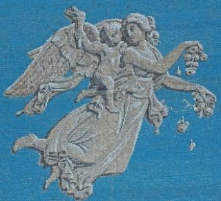 Lovely Victorian Beadwork Panel Angel Carrying A Cherub with Torch