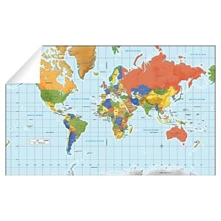Wall Art  Wall Decals  World map, physical with
