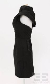 Karolina Zmarlak Black Taffeta Mesh Trim One Shoulder Dress Size XS