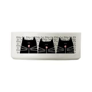 Black Cat Kitty Small Pet Bowl  Ceramic Pet Dishes, Dog  Funny
