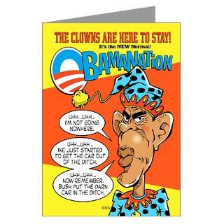 Greeting Cards > Obama Clown Birthday Greeting Cards (Pk of 10