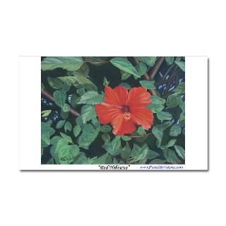 Art Gifts  Art Car Accessories  Red Hibiscus Car Magnet 20 x 12
