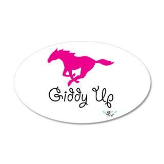 Animal Gifts  Animal Wall Decals  Giddy Up Pink Horse 22x14 Oval