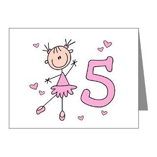 Note Cards > Stick Ballerina 5th Birthday Note Cards (Pk of 20