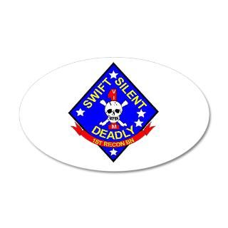 1St Gifts > 1St Wall Decals > USMC 1st Recon BN 35x21 Oval Wall