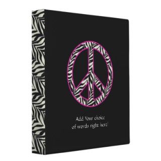 Zebra Print Peace Sign Binder binders by SayItNow