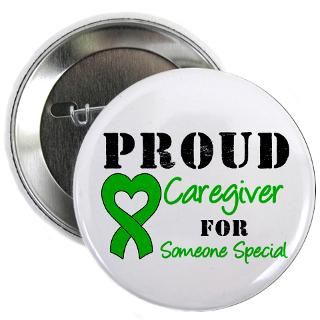 Cancer Gifts  Cancer Buttons  Caregiver Green Ribbon 2.25 Button