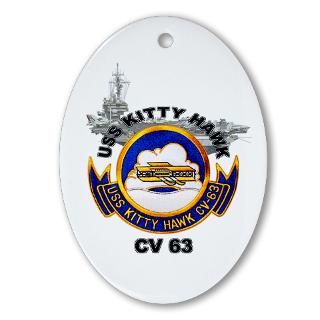 Gifts  Aircraft Home Decor  USS Kitty Hawk CV 63 Oval Ornament