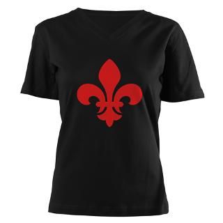 Red Fleur de Lys on T shirts, tops and a range of gift items