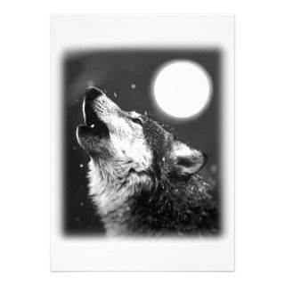 Wolf Howling at Moon Invitation