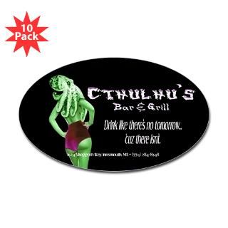 sticker $ 4 99 cthulhu s bar and grill oval sticker 50 pk $ 86 66