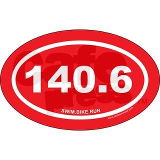 140 Gifts > 140.6 Swim Bike Run Ironman Red Oval Sticker