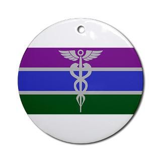 Medical Nurse Doctor Caduceus Flag Ornament (Round
