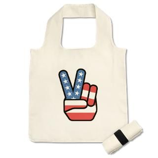 Patriotic Peace Sign Reusable Shopping Bag by tshirtjournal