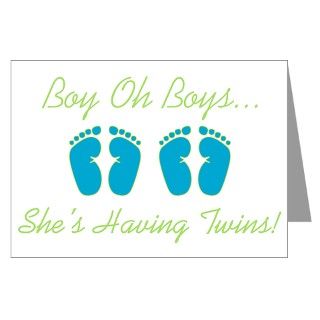 Shower Twins Greeting Cards  Boy Oh Boys   Twin Shower Invitation